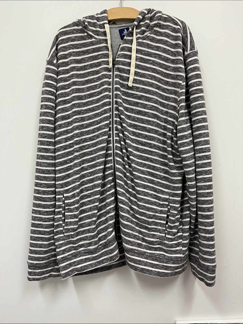 johnnie-O Gray and White Striped Zip-Up Sweater size XXLarge